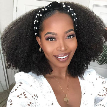 Virgin Human Hair Jerry Curl Headband Wig(Come With Free Headbands)