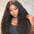 200% Density Natural Black Water Wave 5x5 Closure HD Lace Glueless Mid Part Long Wig 100% Human Hair