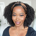 Virgin Human Hair Jerry Curl Headband Wig(Come With Free Headbands)