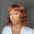 Throw On & Go | Bronze Brown Big Ocean Wave Wig With Bangs