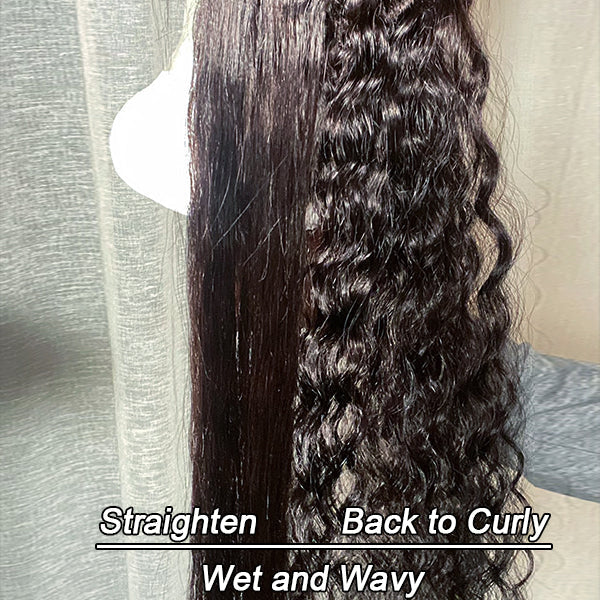 Wet And Wavy | Water Wave 4x4 Closure Lace Glueless Mid Part Long Wig 100% Human Hair