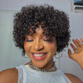 Throw On & Go | Ultra Natural Lightweight Bouncy Wig with Bangs 100% Human Hair