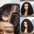 Full Kinky Curly 5x5 Closure HD Lace Glueless Side Part Neck Length Wig 100% Human Hair