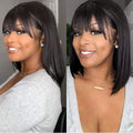 Yaki Straight Bob Wig Undetectable Lace Wig With Bangs