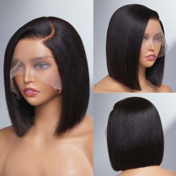 Exclusive Discount | Super Natural Side Part Glueless Wide T Lace Bob Wig 100% Human Hair | Fits All Face Shapes