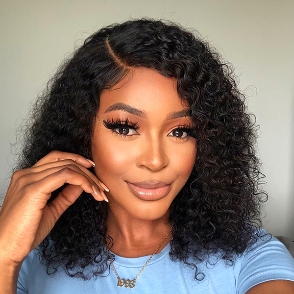 VIP Price | Wet And Wavy | Water Wave 4x4 Closure Lace Glueless Side Part Short Wig 100% Human Hair