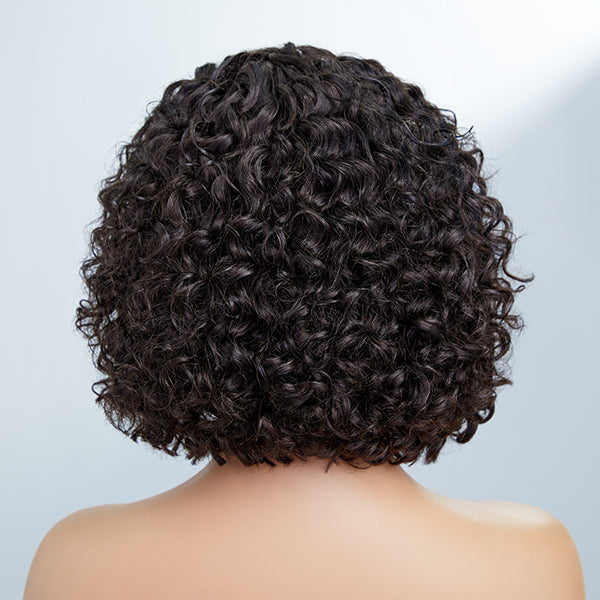 Flash Sale | Slicked-Back Short Cut Curly Compact Frontal Lace Wig 100% Human Hair