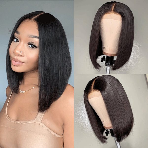 Points Rewards | Beginner Friendly Glueless Silky Blunt Cut 4x4 Closure Bob Wig | Upgraded 2.0