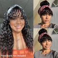 Boho-Chic | Romantic Bohemian Curly Minimalist Lace Glueless Long Wig with Cute Bangs 100% Human Hair