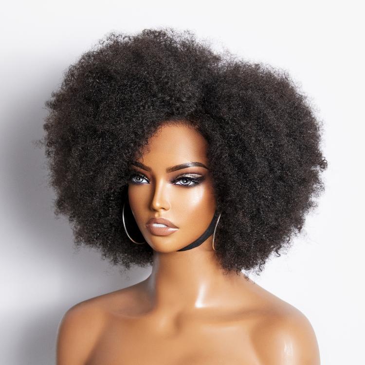 Retro & Vintage Side Part Afro Curl Bouncy Glueless Minimalist Lace Wig