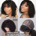 Crazy Wednesday | Beginner Friendly Water Wave Minimalist Lace Glueless Short Wig with Bangs 100% Human Hair