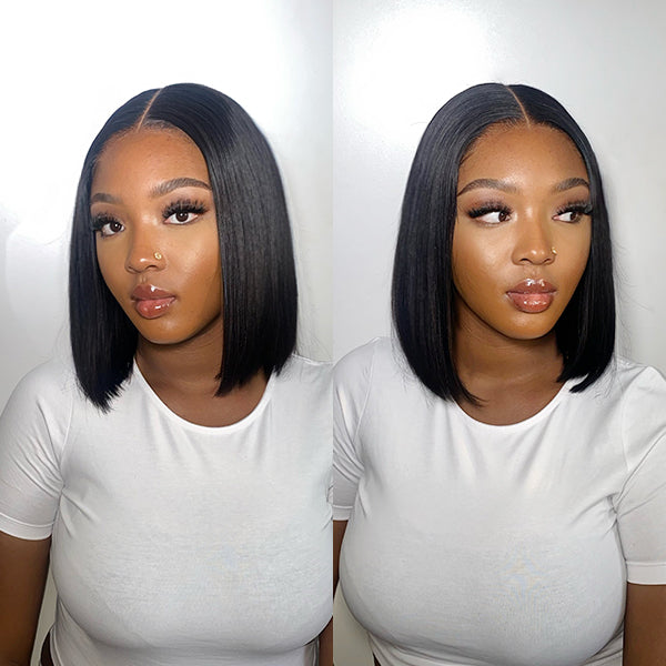 Special Deal | Pre-bleached Glueless Middle Part Wide T Lace Bob Wig 100% Human Hair | Easy & Daily