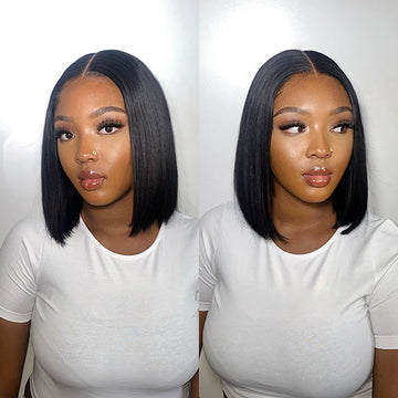 Special Deal | Pre-bleached Glueless Middle Part Wide T Lace Bob Wig 100% Human Hair | Easy & Daily