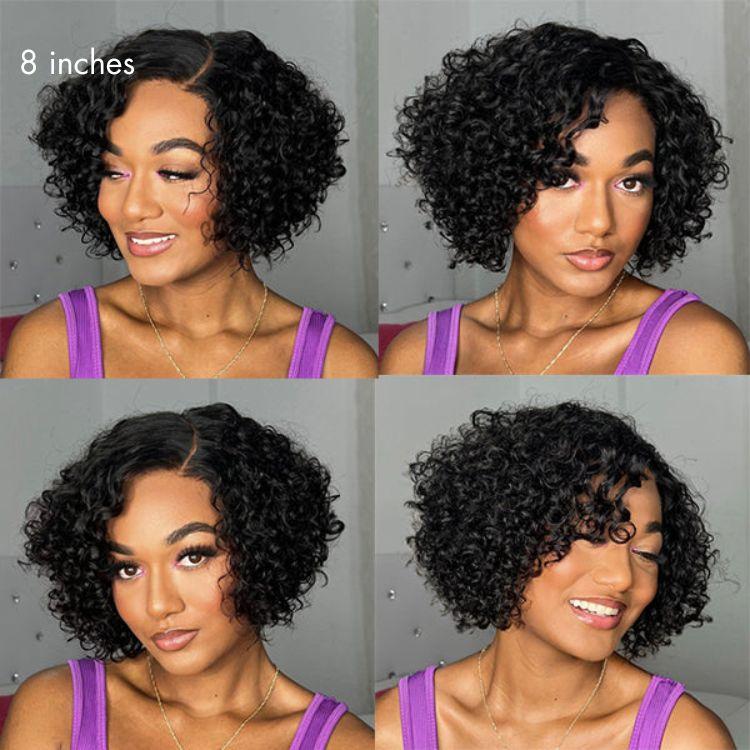 Win Back | Trendy Short Cut Curly Minimalist HD Lace Glueless Side Part Wig 100% Human Hair