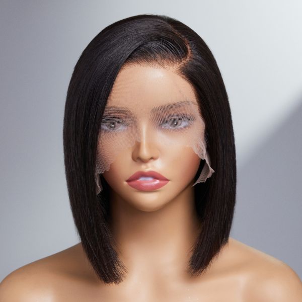 Exclusive Discount | Super Natural Side Part Glueless Wide T Lace Bob Wig 100% Human Hair | Fits All Face Shapes