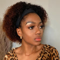 Throw On & Go Black To Brown Ombre Jerry Curly Glueless Short Headband Wig 100% Human Hair(Get Free Trendy Headbands)