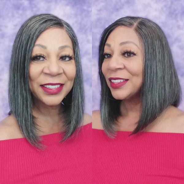 Salt & Pepper Color 4x4 closure Bob Wig