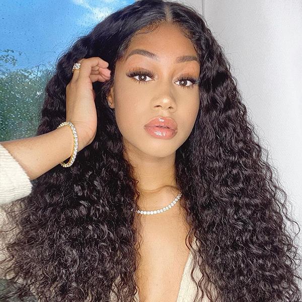 Wet And Wavy | Water Wave 4x4 Closure Lace Glueless Mid Part Long Wig 100% Human Hair